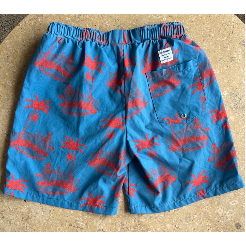 Mosmann Australia Mens Blue Red Palm Tree Swim Trunks Board Shorts Size M - Picture 4 of 7